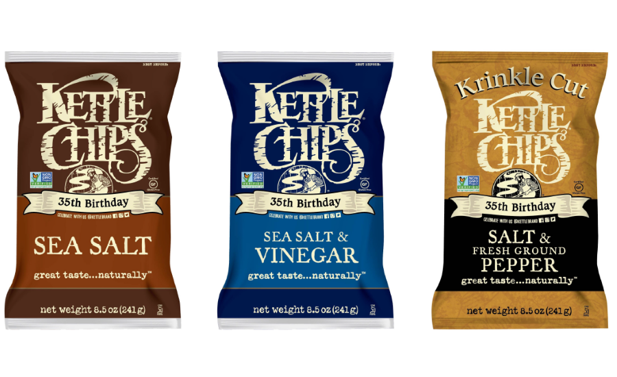 Kettle Brand 35th birthday throwback chip bags