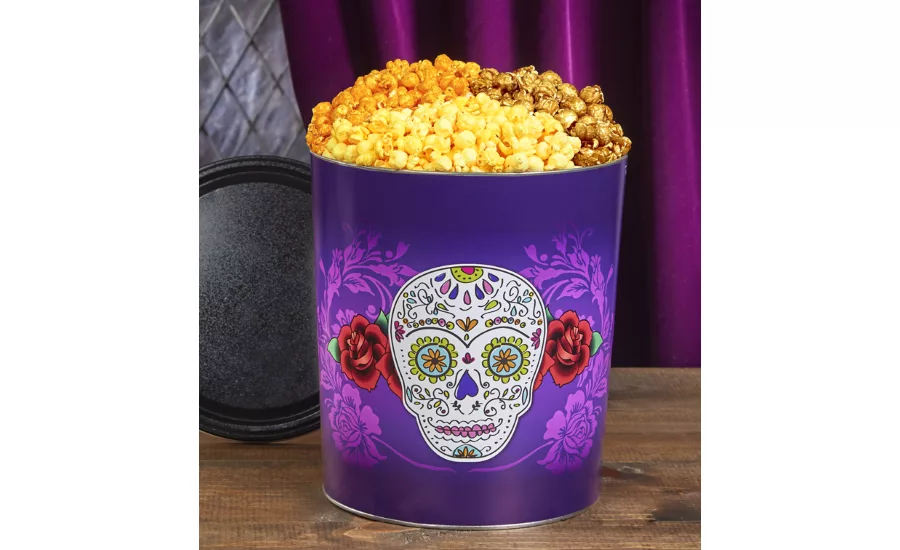 The Popcorn Company Day of the Dead tins
