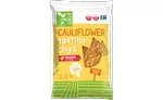 REAL FOOD FROM THE GROUND UP cauliflower based pretzels and tortilla chips