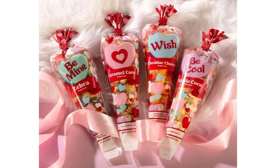 Popcornopolis Valentines hearts mini cones popcorn