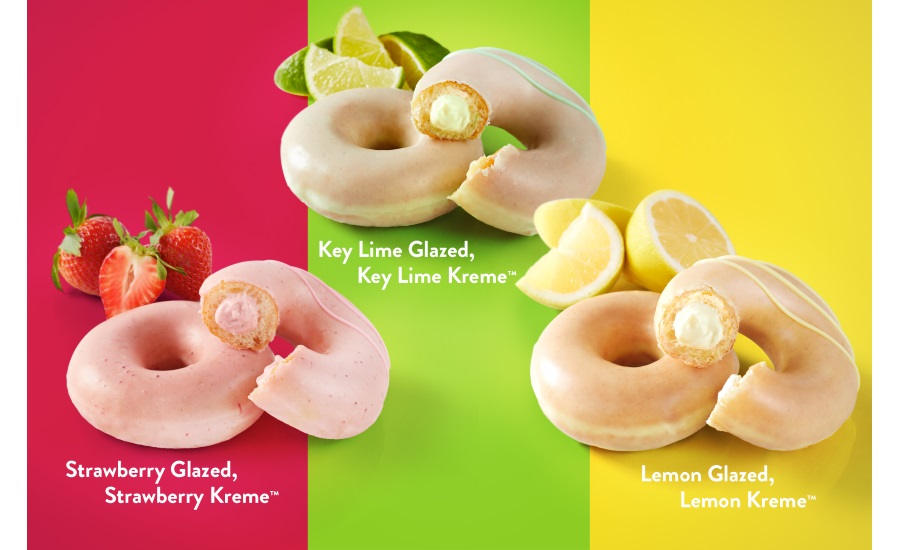 Krispy Kreme brings three fruit-flavored glazes fresh off the line and into Americans homes for a limited time