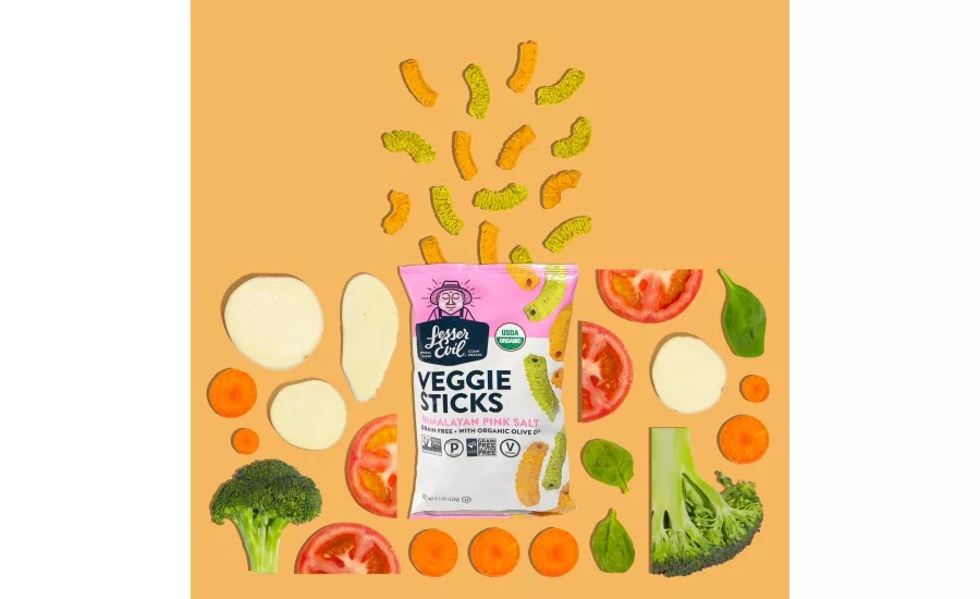 LesserEvil Grain Free Veggie Sticks, Fiery Hot Grain Free Paleo Puffs, and Pumpkin Spice Organic Popcorn