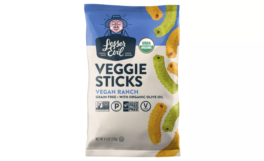 LesserEvil Grain Free Veggie Sticks, Fiery Hot Grain Free Paleo Puffs, and Pumpkin Spice Organic Popcorn