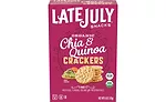 Late July Jalapeño & Lime tortilla chips, and Chia & Quinoa crackers 