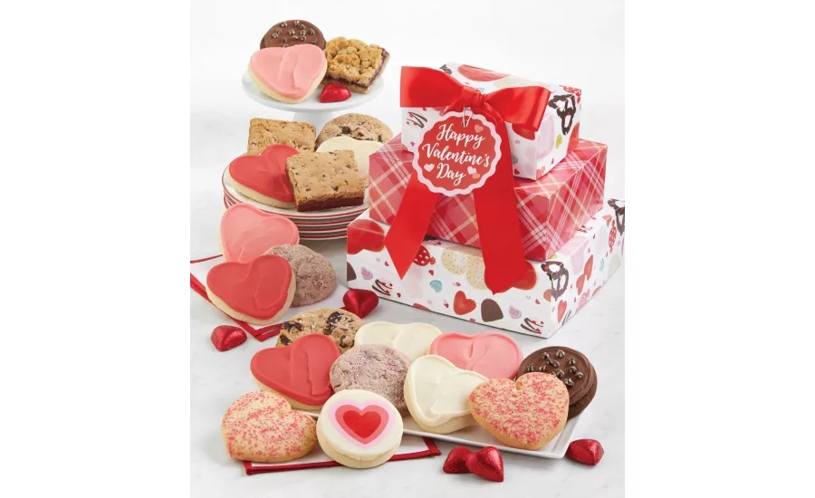 Cheryls Cookies Valentines Day Gift Tower and Happy Valentines Day Cookie Card
