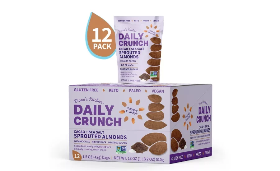 Daily Crunch Golden Goodness Sprouted Almonds, and Cacao + Sea Salt Sprouted Almonds