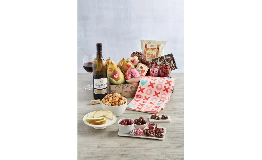 Harry & David Grand Valentines Day Gift Box with Wine, and Valentines Day Petit Fours