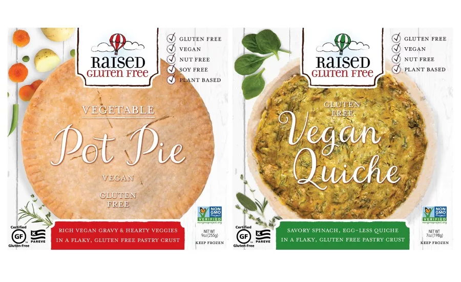 Raised Gluten Free Small-Batch-Made Vegetable Pot Pie and Egg-Less Quiche are Gluten-Free and Vegan