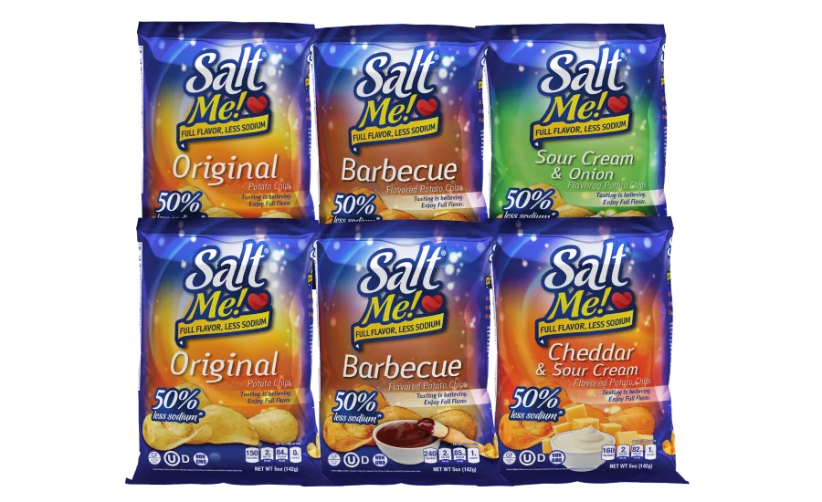 SaltMe! chips, with half the sodium of regular chips