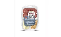 Veroni authentic Italian salami snack packs with dried fruit and breadsticks
