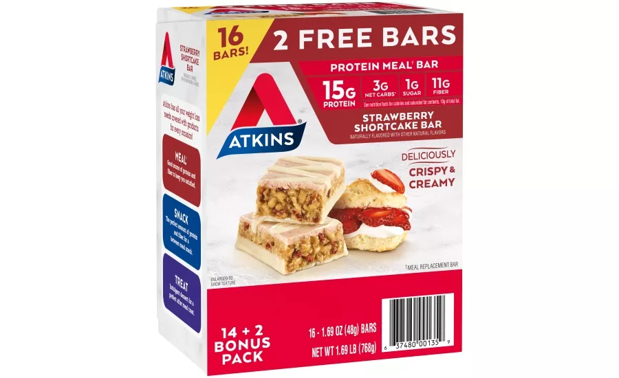 Atkins Strawberry Shortcake Meal Bar and Endulge Chocolate Chip Cheesecake Dessert Bar