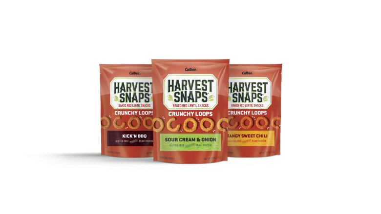 Harvest Snaps Red Lentil Snacks, Baked, Kick'n BBQ, Crunchy Loops