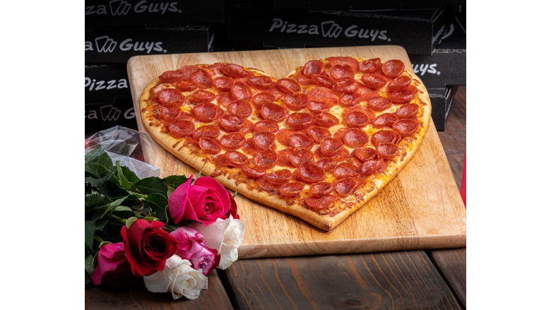 Pizza Guys heart-shaped pizza for Valentine's Day