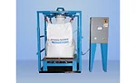 Material Transfer food grade bulk bag conditioner and four post bulk bag filler with densification system