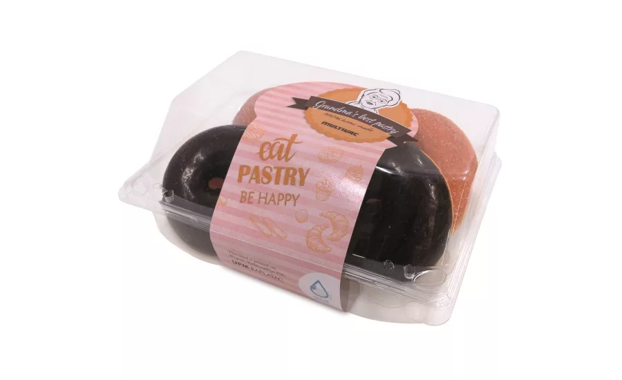 MULTIVAC full wrap labeling solution for bakery products in hinged trays