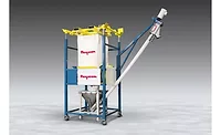 Flexicon mobile bulk bag discharger with mobile flexible screw conveyor, hopper