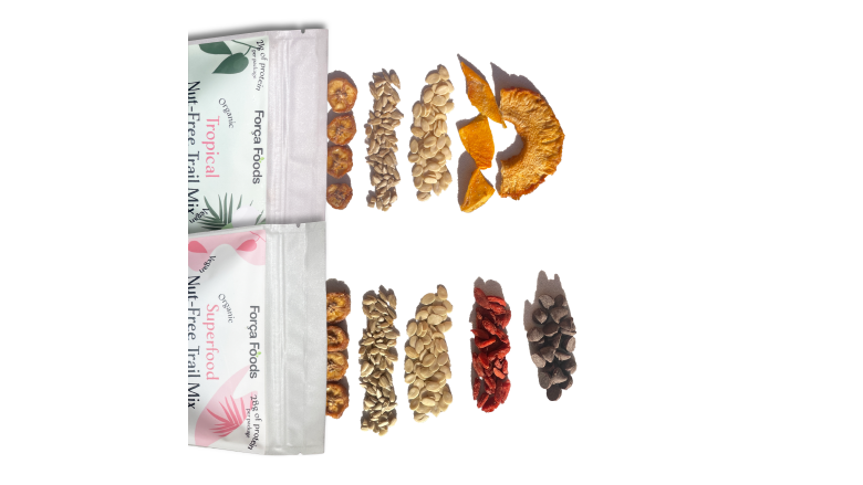 Força Foods Energy Bites and Trail Mix, made with watermelon seeds