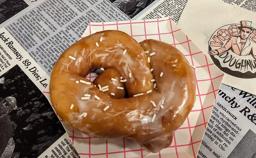 A pretzel doughnut
