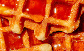 close-up of waffles