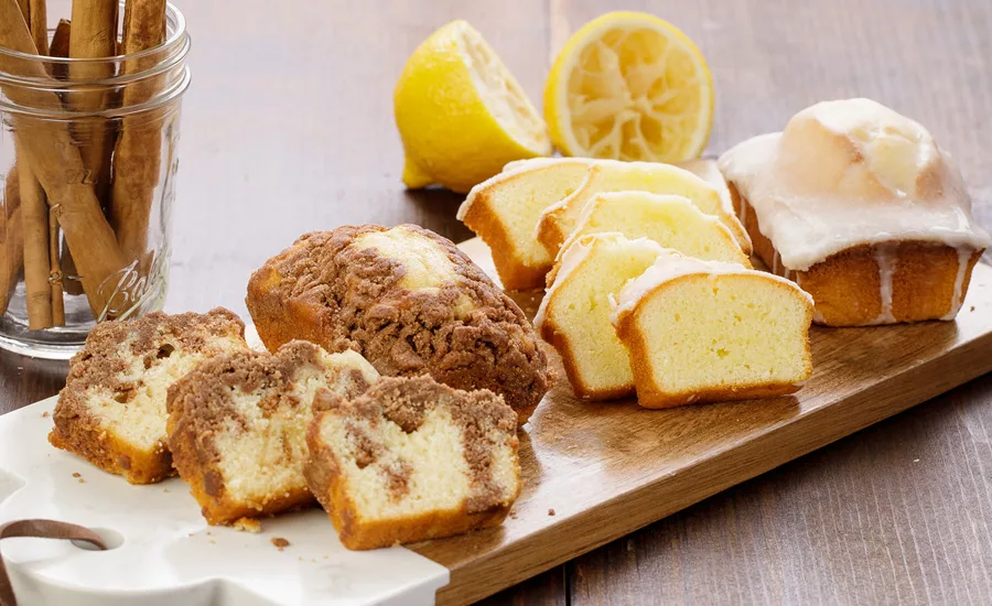 coffee cake and lemon cake