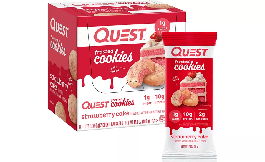Quest cookies in red packaging