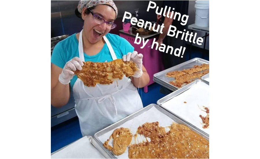 pulling peanut brittle