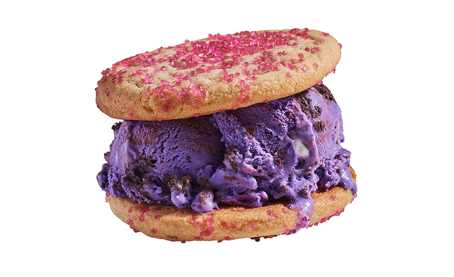 a M3GAN's Cookie'wich 2.0 from Insomnia Cookies, a limited-time product created in collaboration with the movie M3GAN 2.0. 