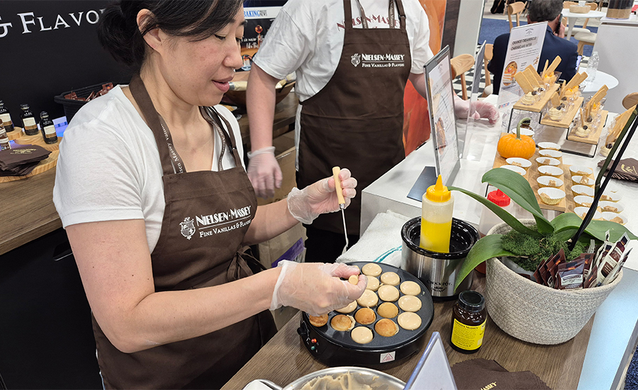 A split image showing two scenes from the World Bread Awards USA competition at IBIE