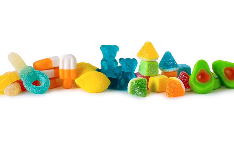 a variety of gummy candies