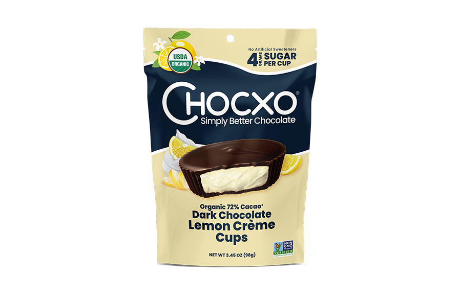 Chocxo Organic Dark Chocolate Lemon Crème Cups. 