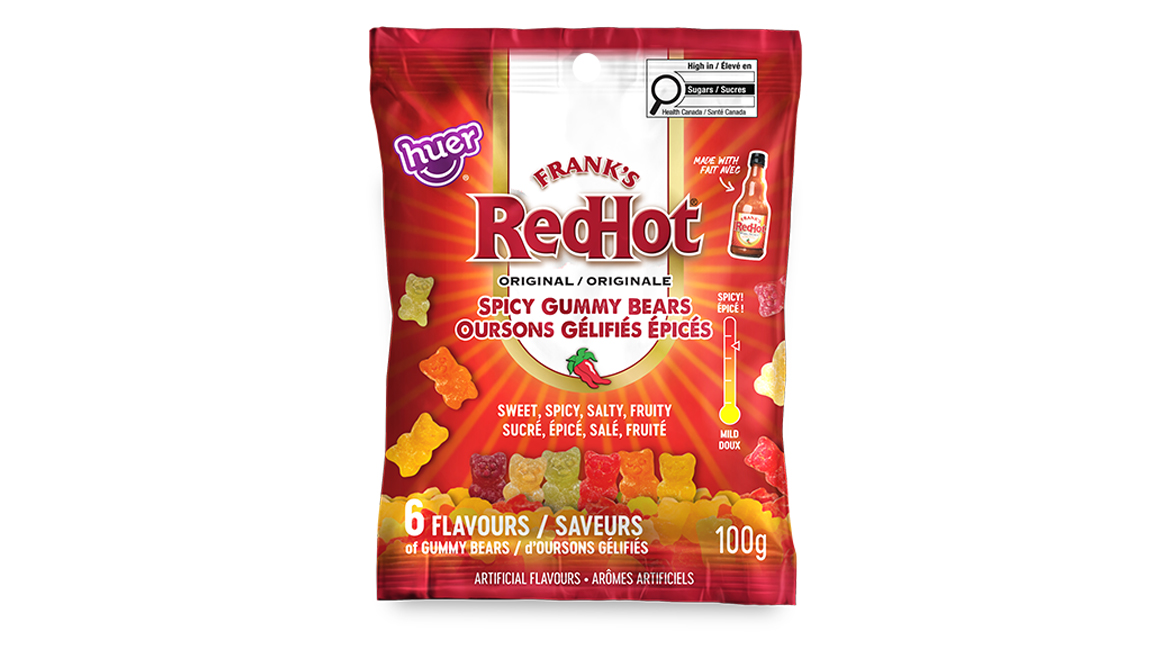 A red package of spicy gummies.