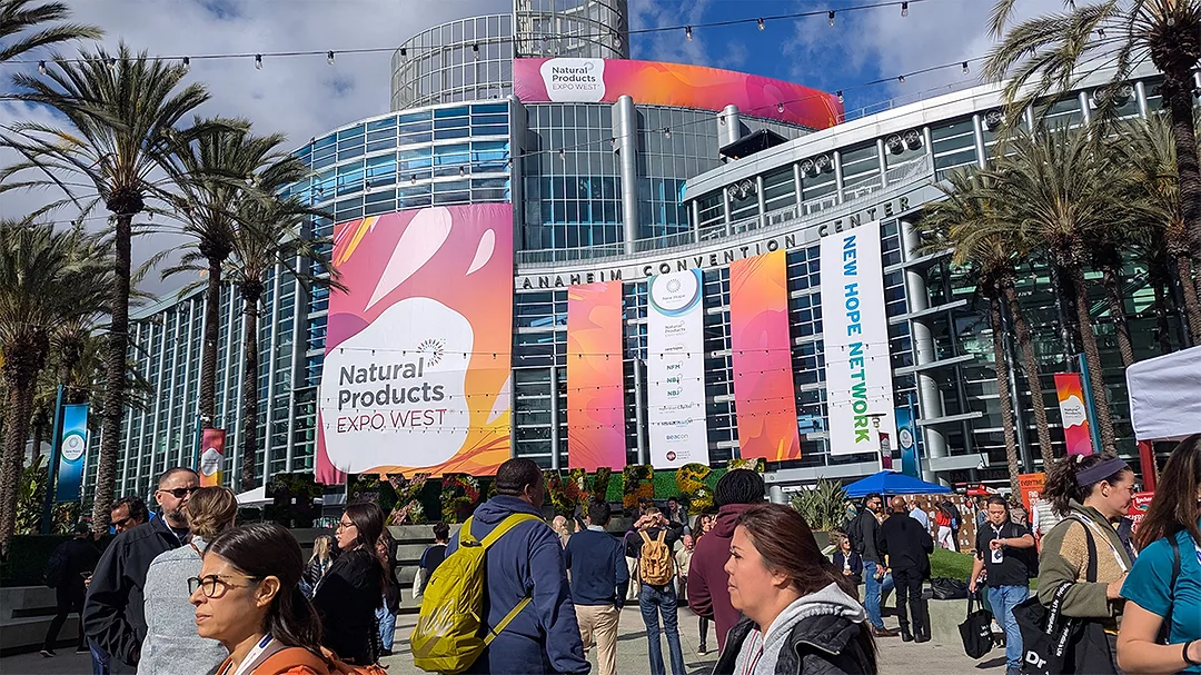 Anaheim Convention Center with Expo West banners