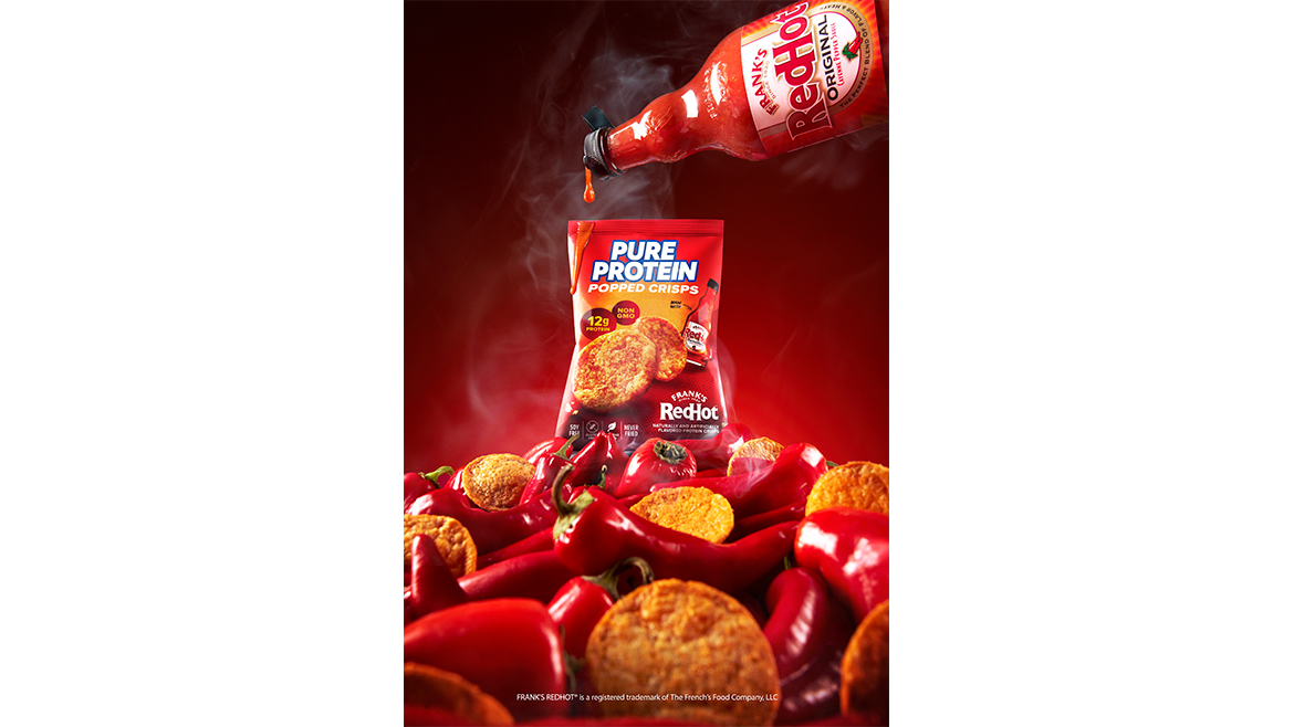 Pure Protein popped crisps with Frank’s RedHot flavor.