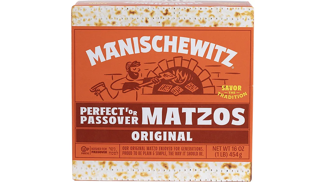 Orange carton of Manischewitz original matzos