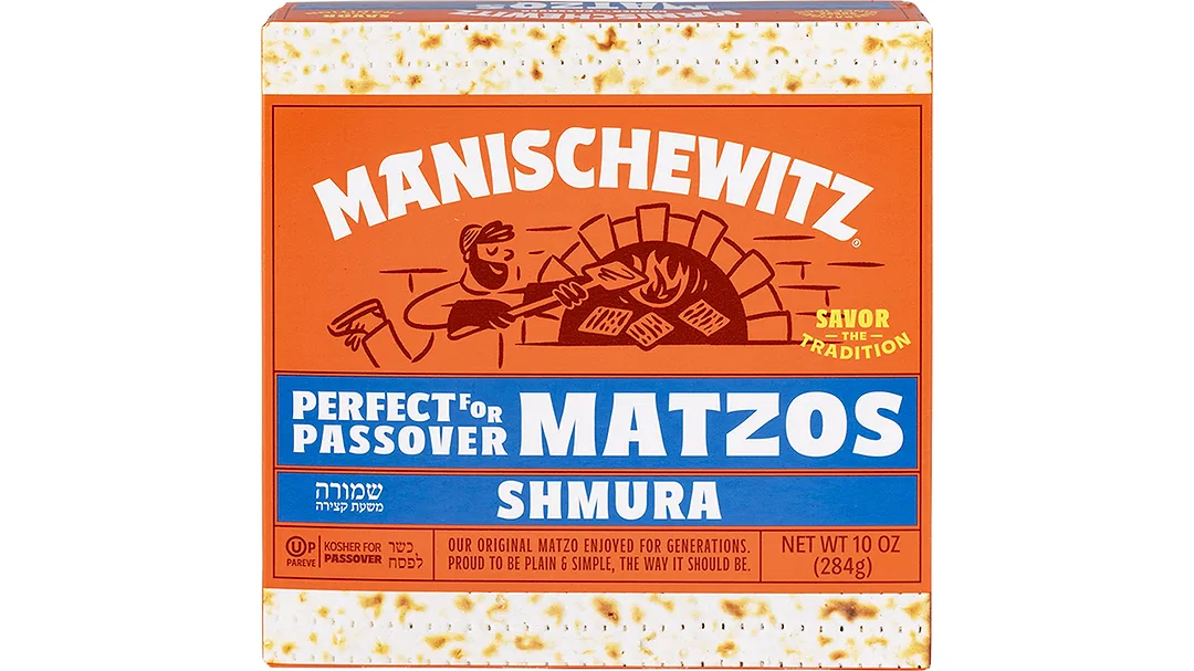 Orange carton of Manischewitz shmura matzos