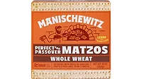 Orange carton of Manischewitz whole wheat matzos Orange carton of Manischewitz whole wheat matzos