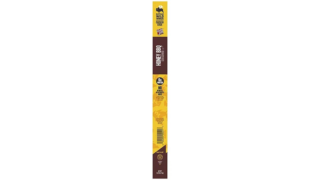 Yellow and black Slim Jim Buffalo Wild Wings Honey BBQ meat stick