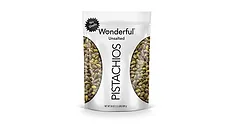 White pouch of Wonderful Unsalted Pistachios