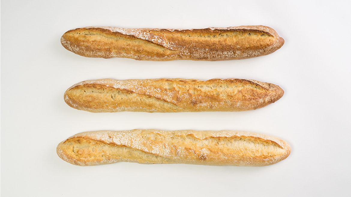 Three loaves of crusty bread.