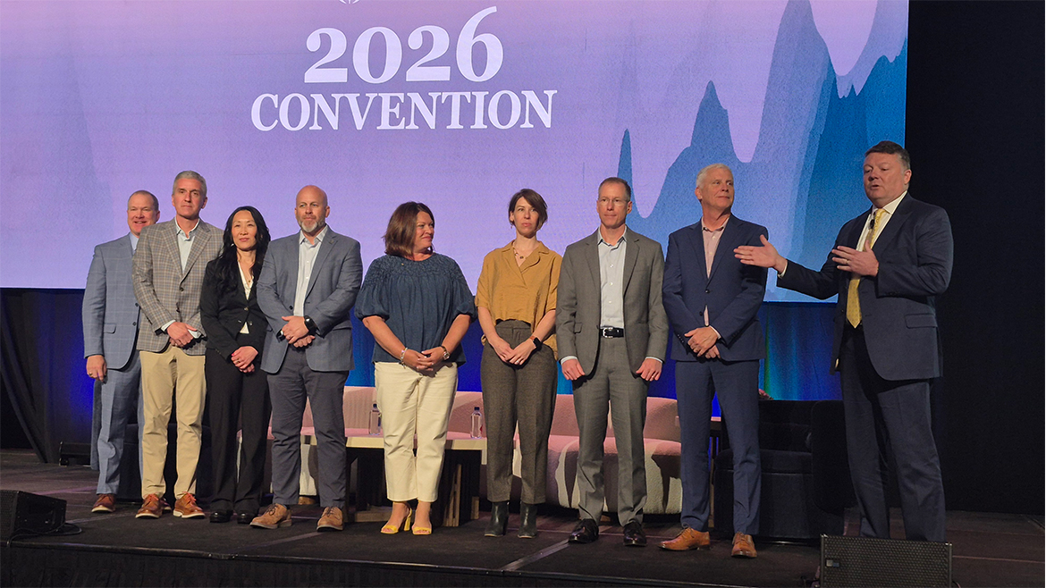 Group of people standing on ABA 2026 Convention stage