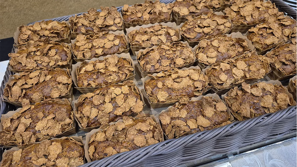 Basket full of mini quick bread loaves