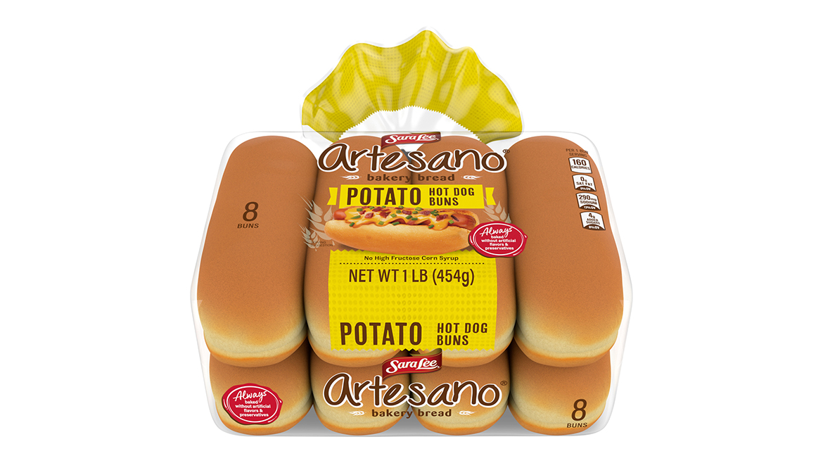 Package of Artesano potato hot dog buns