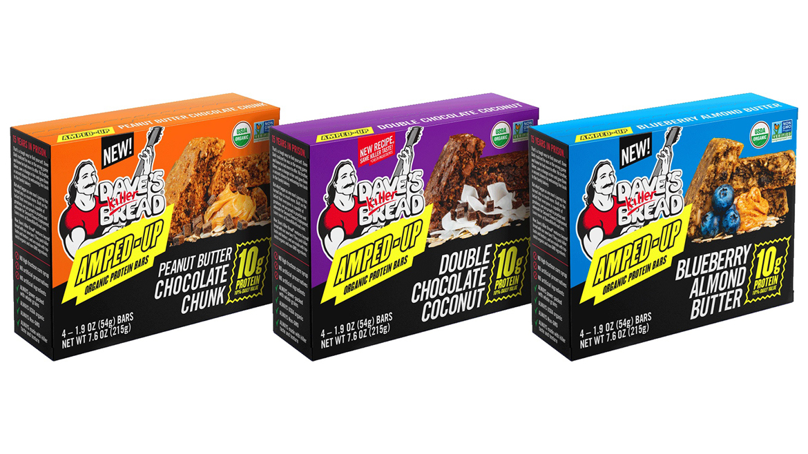 Three cartons of Dave’s Killer Bread Amped Up bars