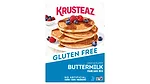 White and blue box of Krusteaz gluten-free buttermilk pancake mix