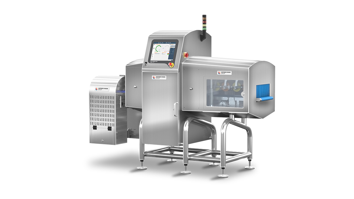 This image shows an Antares Vision Group ALL-IN-ONE inspection machine. 