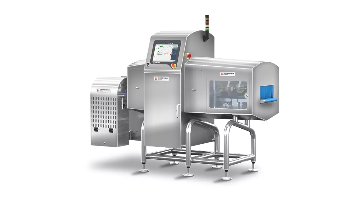 This image shows an Antares Vision Group ALL-IN-ONE inspection machine.