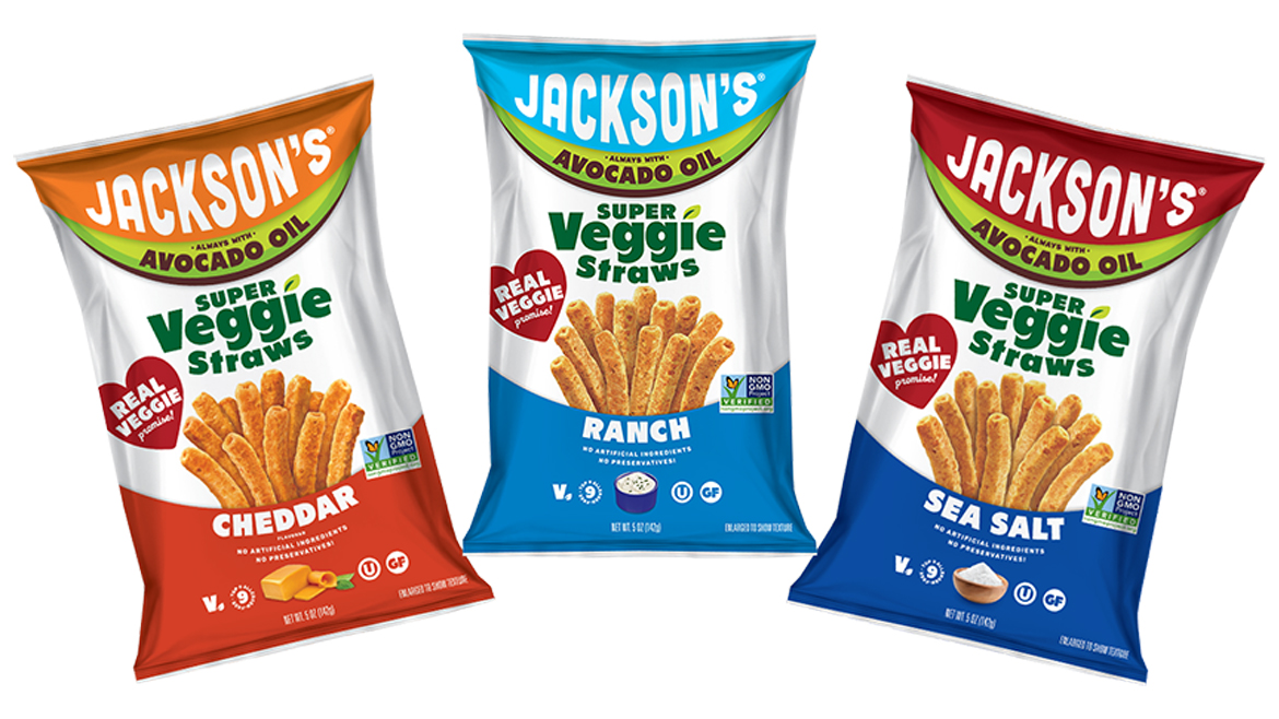 Three bags of Jackson’s Super Veggie Straws