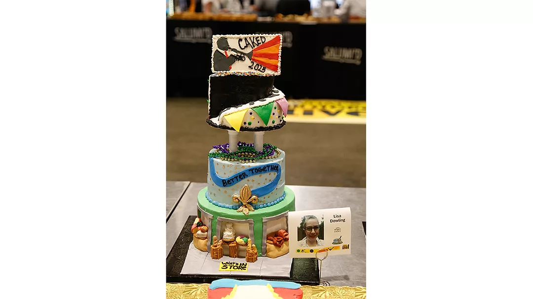 Colorful multi-tiered cake at IDDBA