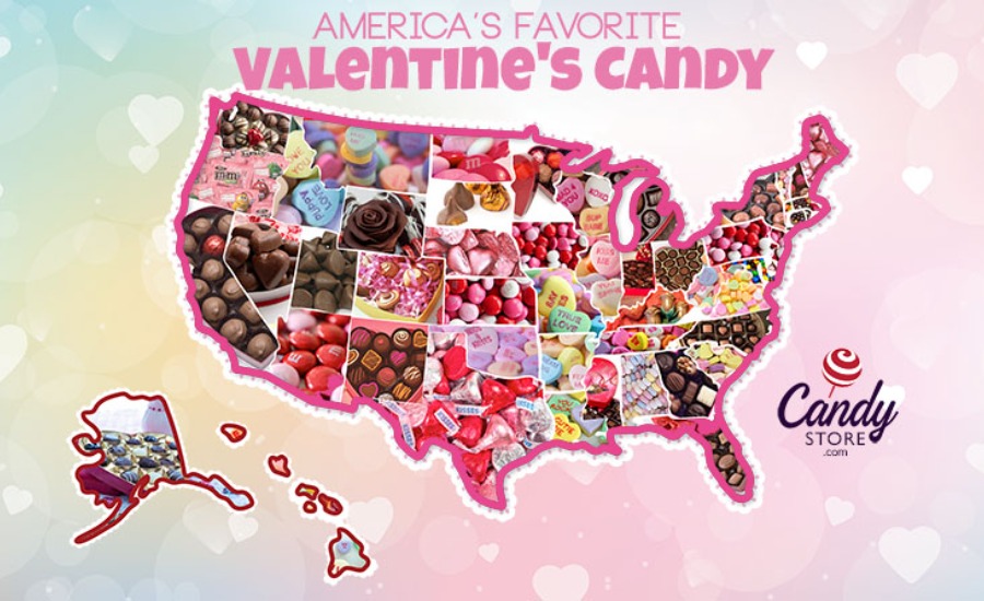 2022 Map of Top Valentine's Day Candy in each state