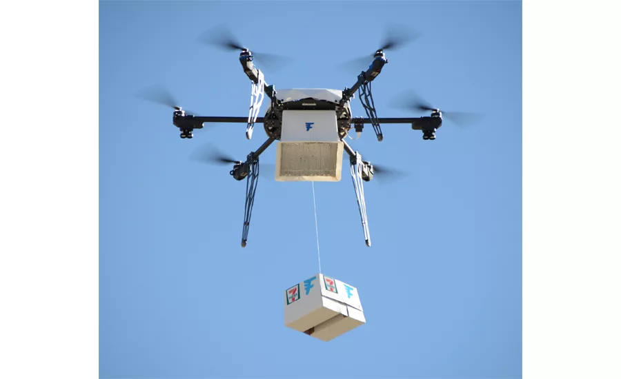 Flirtey's drone delivering 7-Eleven goods in Reno, Nev.